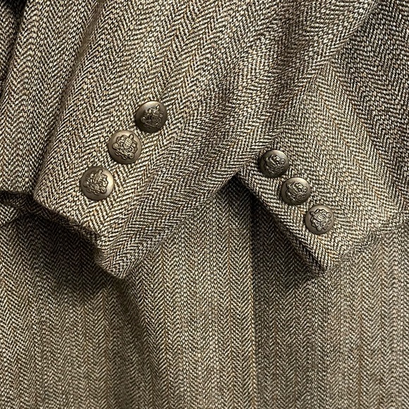 Vintage Andrea Viccaro Wool Herringbone Blazer Size 14 Brown - Picture 6 of 11